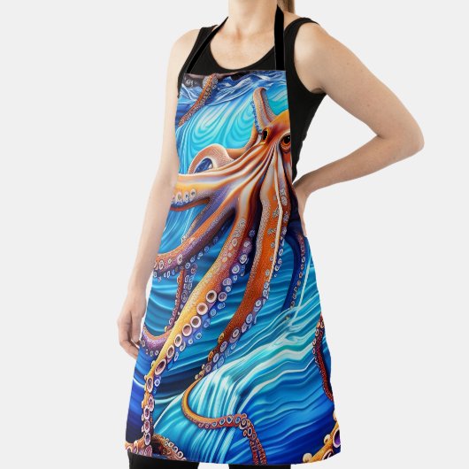 Tablier Expressionnisme majestueux Octopus Blue Ocean Wave (Insitu)
