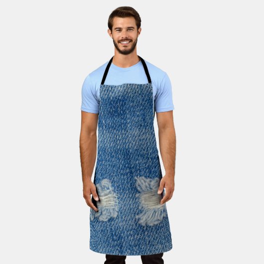 Tablier Extrait Denim Jeans Texture de gros plan. (Porté)