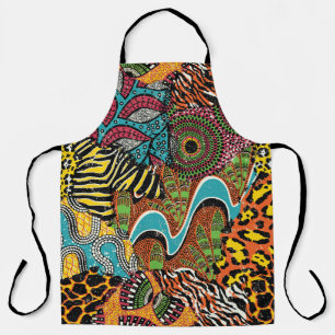 Tablier Fabric africain : Patchwork d'animaux sauvages.