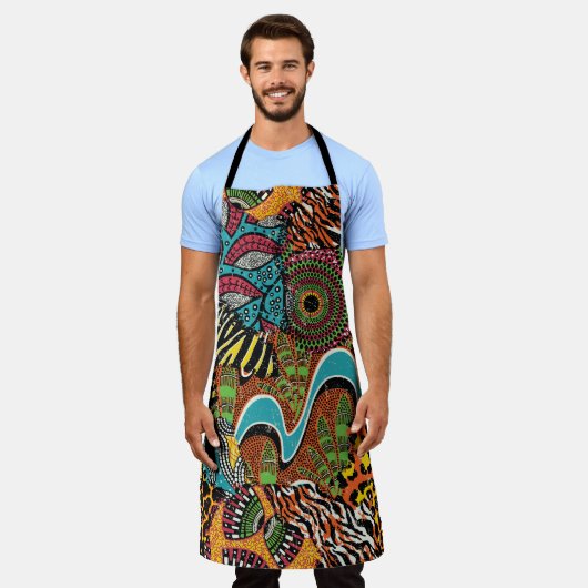 Tablier Fabric africain : Patchwork d'animaux sauvages. (Porté)