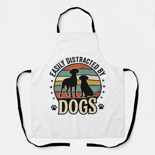 Tablier Facilement distrait par les chiens Design silhouet (Recto)