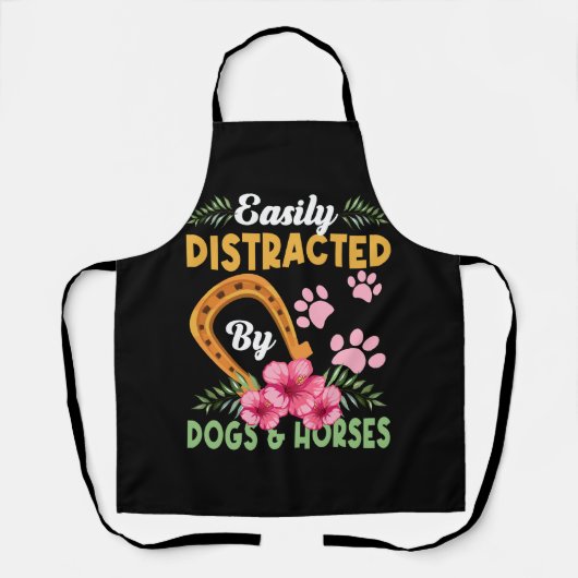 Tablier Facilement Distrait Par Les Chiens Et Les Chevaux  (Recto)