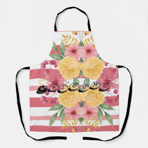 Tablier Faire-part de Fiançailles Floral Élégant & Noms