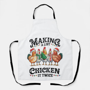 Tablier Faire une liste de poulet deux fois Noël Xmas