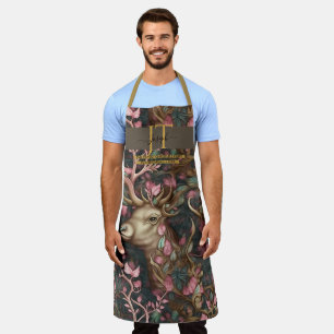 Tablier Fairytale cerf teintes brun sur mesure Monogramme