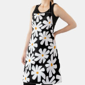 Tablier Faisceaux de printemps rétro motif floral noir (Insitu)