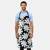 Tablier Faisceaux de printemps rétro motif floral noir (Porté)