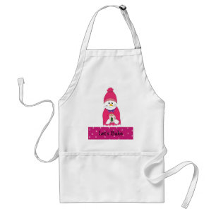 Tablier Faisons la fille bonhomme de neige en rose