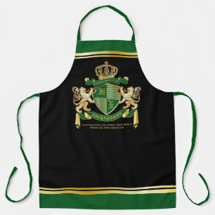 Tablier Faites votre propre blason Green Gold Lion Emblem