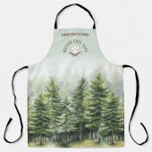 Tablier Famille Cabine Forêt Arbres Vert Chef Nom (Recto)