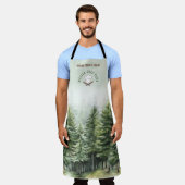 Tablier Famille Cabine Forêt Arbres Vert Chef Nom (Porté)