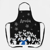 Tablier Famille de pingouins personnalisée (Recto)