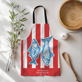 Tablier Famille personnalisée Stripes de sardine rouge mar