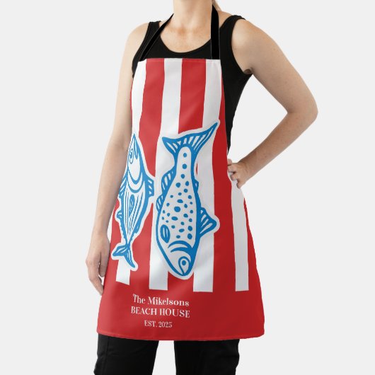 Tablier Famille personnalisée Stripes de sardine rouge mar (Insitu)