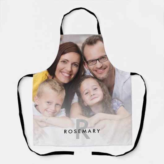 Tablier Famille Photo Superposition Monogramme Nom initial (Recto)