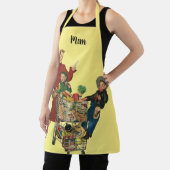 Tablier Famille rétro, maman et enfants panier de courses (Insitu)