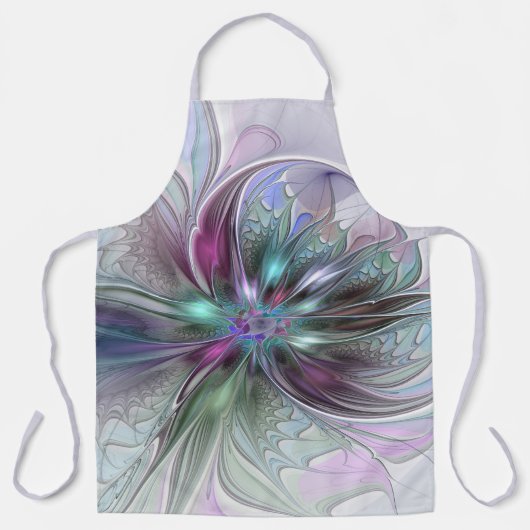 Tablier Fantaisie Abstraite Moderne Fleur Fractale Colorée (Recto)
