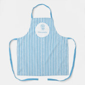 Tablier Fantaisiste Rayure Bleue et Blanche Prépa (Recto)