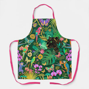 Tablier Fantasie surréaliste exotique dorée de la jungle