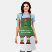Tablier Fantastique Noël Cookie Maker Elf Vert Rouge (Porté)