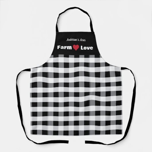 Tablier Farm Love Custom Black White Check (Recto)