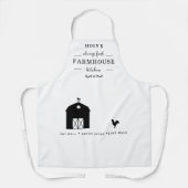 Tablier Farmhouse sur mesure, Grange et coq noir et blanc (Recto)