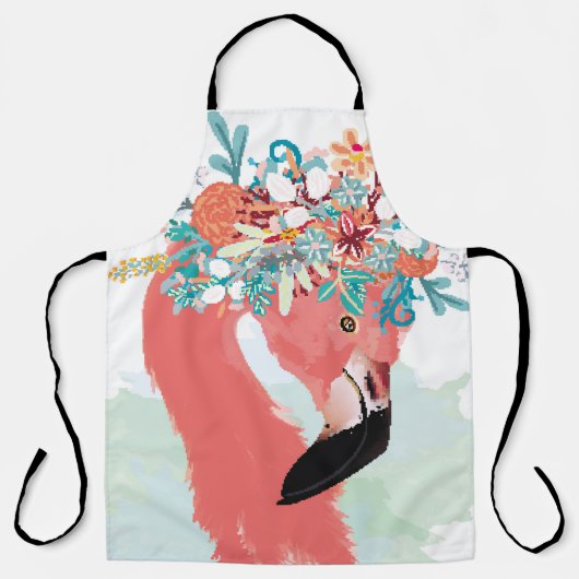 Tablier Fashion illustration with drawn pink flamingoflami (Recto)