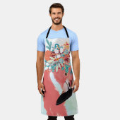 Tablier Fashion illustration with drawn pink flamingoflami (Porté)