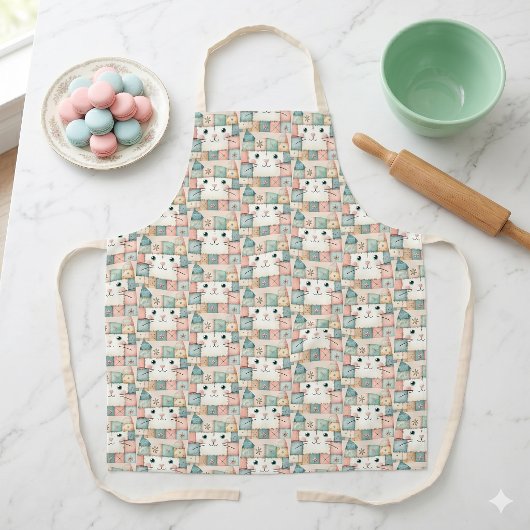 Tablier Fausse Maison de Chat au Patchwork Pastel