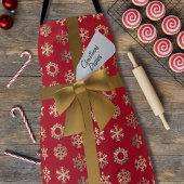 Tablier Faux de neige rouge et or Faux Bow Christmas Apron