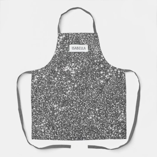 Tablier Faux Silver Parties scintillant Texture Look & Cus (Recto)