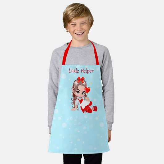 Tablier Fée de Noël mignonne sur bleu clair (Porté)