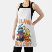 Tablier Feline Witchy Funny Éffrayant Halloween Chat Kitte (Insitu)