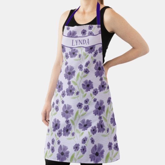 Tablier Feminine violet vert Floral Art de cuisine (Insitu)