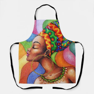 Tablier Femme africaine avec cire tissu traditionnel