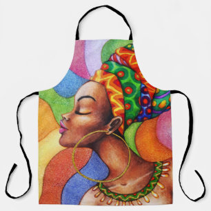 Tablier Femme africaine avec cire tissu traditionnel