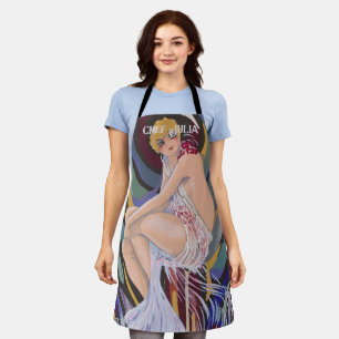 Tablier Femme Art Déco Vintage avec Draperies par S. Chomp