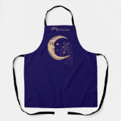 Tablier Femme céleste lune & étoiles, boho, or élégant (Recto)