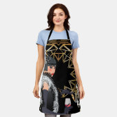 Tablier Femme de mode rétro avec verre de vin  (Porté)