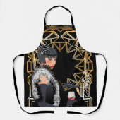 Tablier Femme de mode rétro avec verre de vin  (Recto)