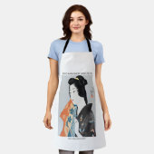 Tablier Femme japonaise tenant sa serviette - Goyō Hashigu (Porté)