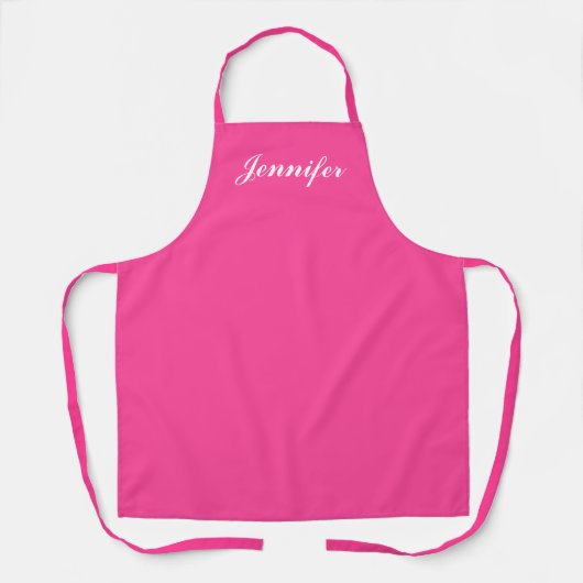 Tablier Femme Magenta Hot Pink Script Monogramme Chef (Recto)
