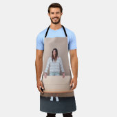 Tablier Femme portant gris et blanc rayé à manches longues (Porté)