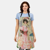 Tablier Femme victorienne florale rose Régence (Porté)