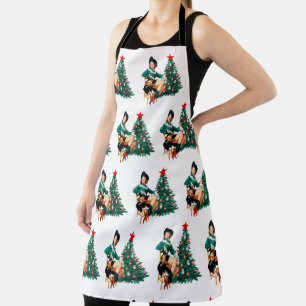 Tablier Femme vintage avec arbre de Noël