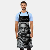 Tablier Femmes afro-américaines Abstraites noires et blanc (Porté)