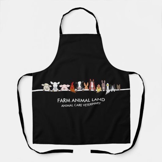 Tablier Ferme Animal Woodland Noir (Recto)