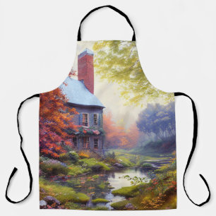 Tablier Ferme/cours d'eau/bois/peinture