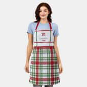 Tablier Ferme Rouge Vert Blanc Noël Plaid Monogramme Cadea (Porté)