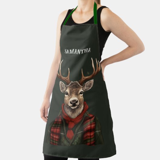 Tablier Ferme Rustique Plaid Deer Et Vert (Insitu)